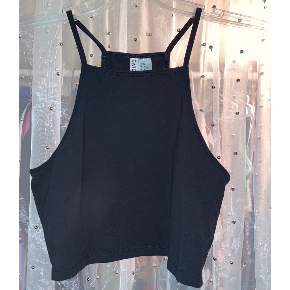 H&M black cropped halter tank